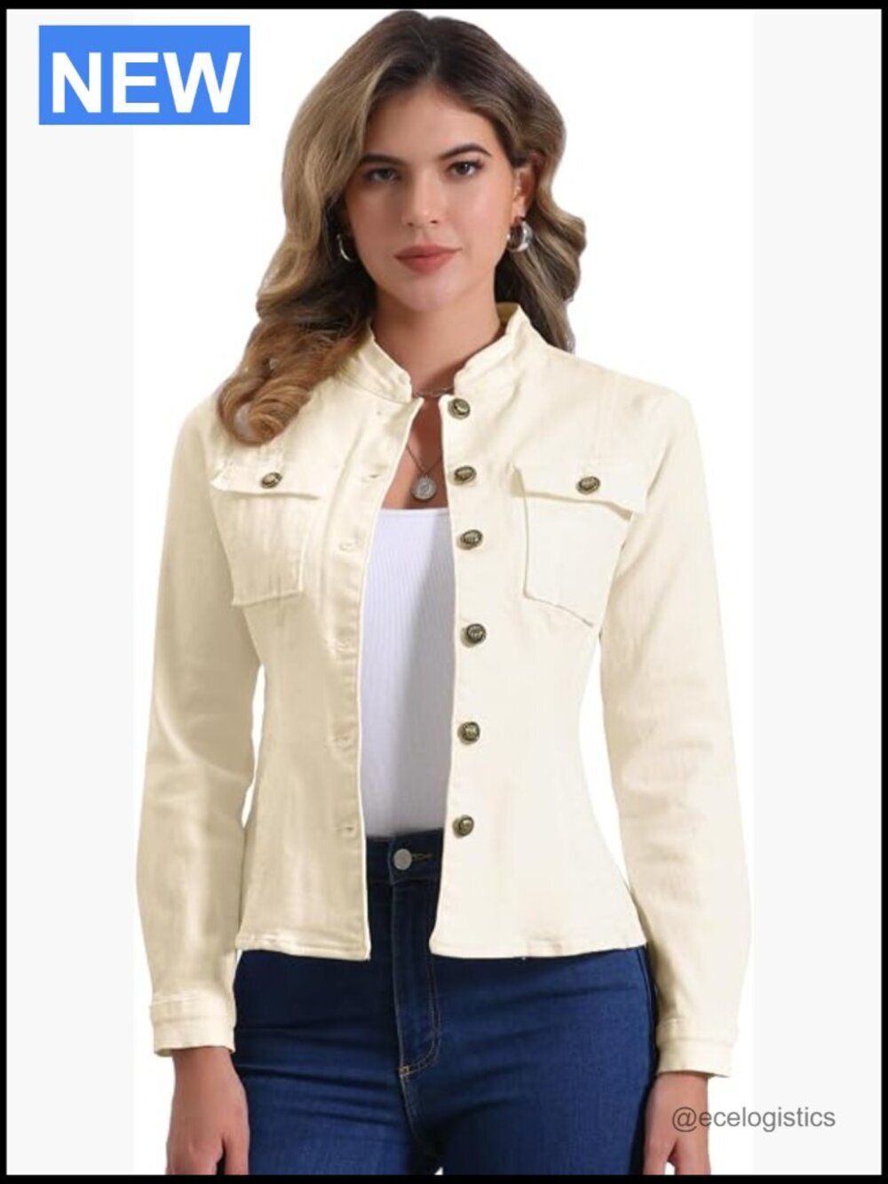Classic Stand Collar Jean Jacket Long Sleeve Denim Jacket